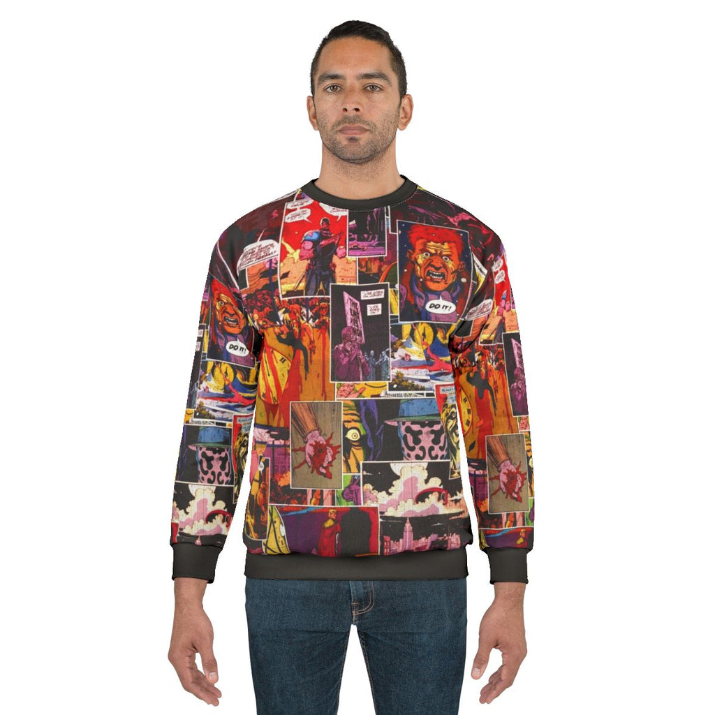 Watchmen comic book inspired sweatshirt with collage of characters