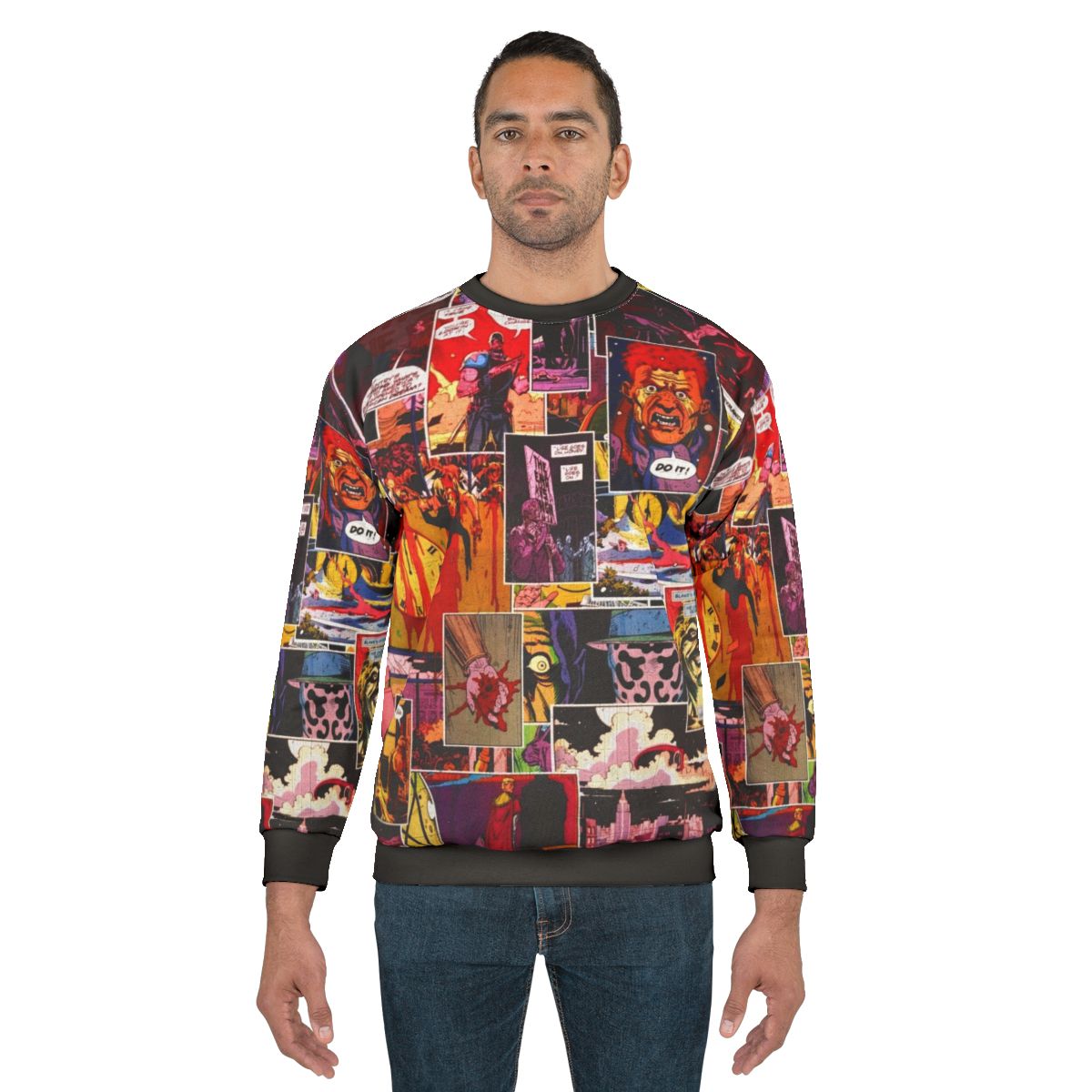 Watchmen comic book inspired sweatshirt with collage of characters