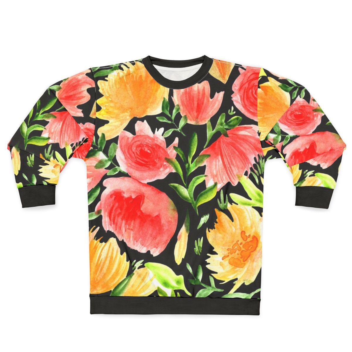 Watercolor floral botanical print sweatshirt