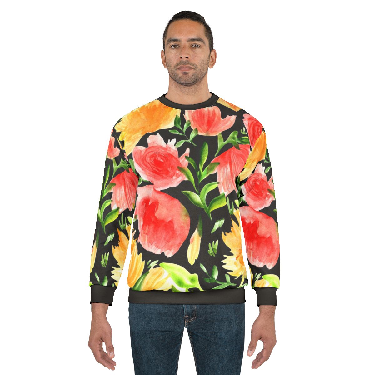 Watercolor floral botanical print sweatshirt