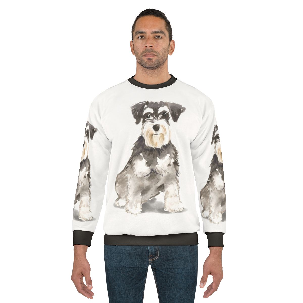 Watercolor miniature schnauzer dog sweatshirt
