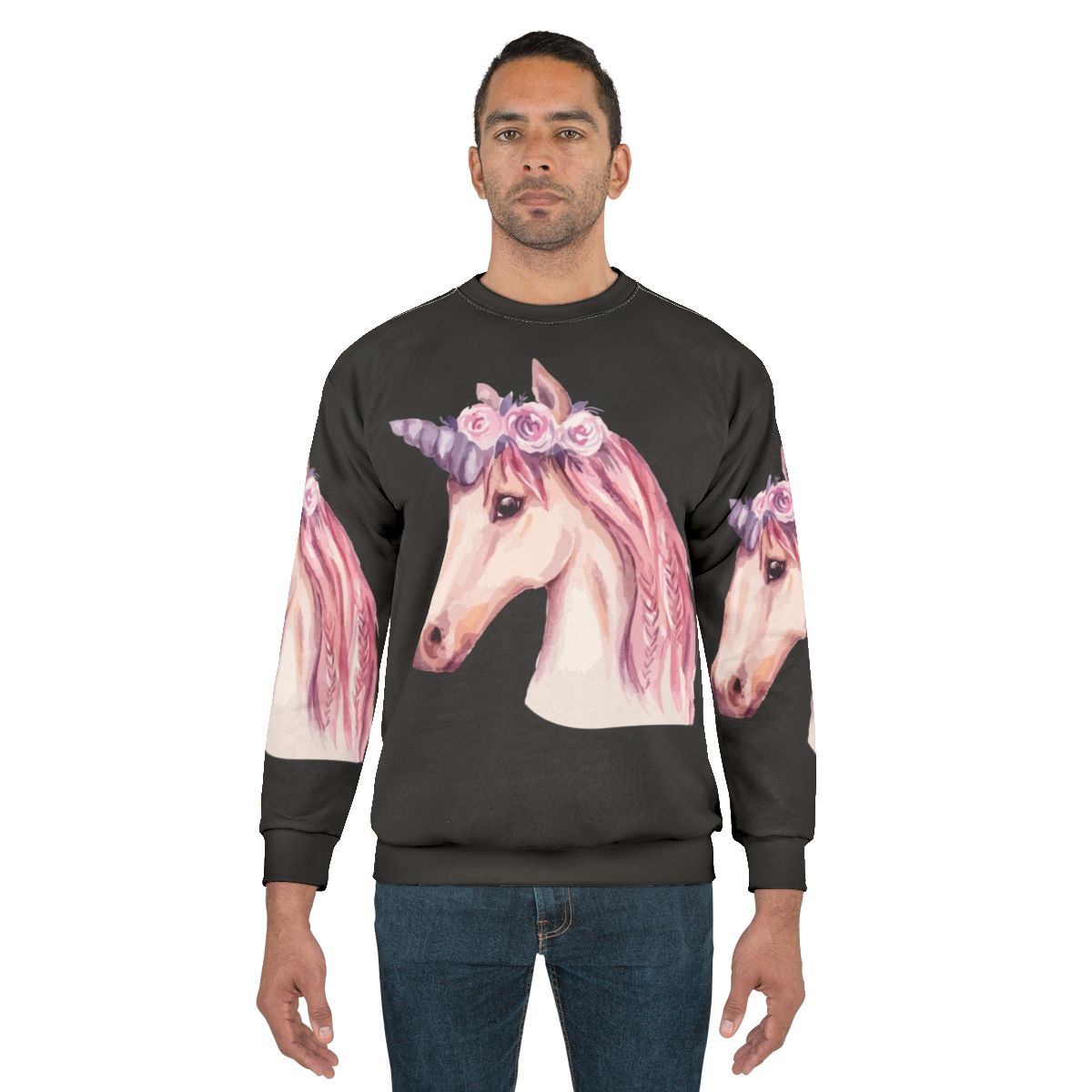 Soft and Cozy Pink Unicorn Watercolor Sweatshirt