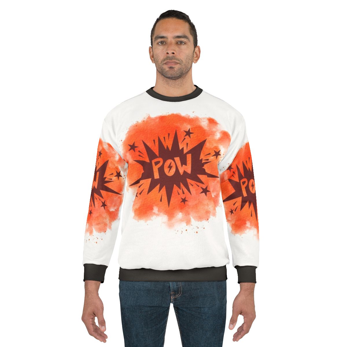 Watercolor superhero pow sweatshirt