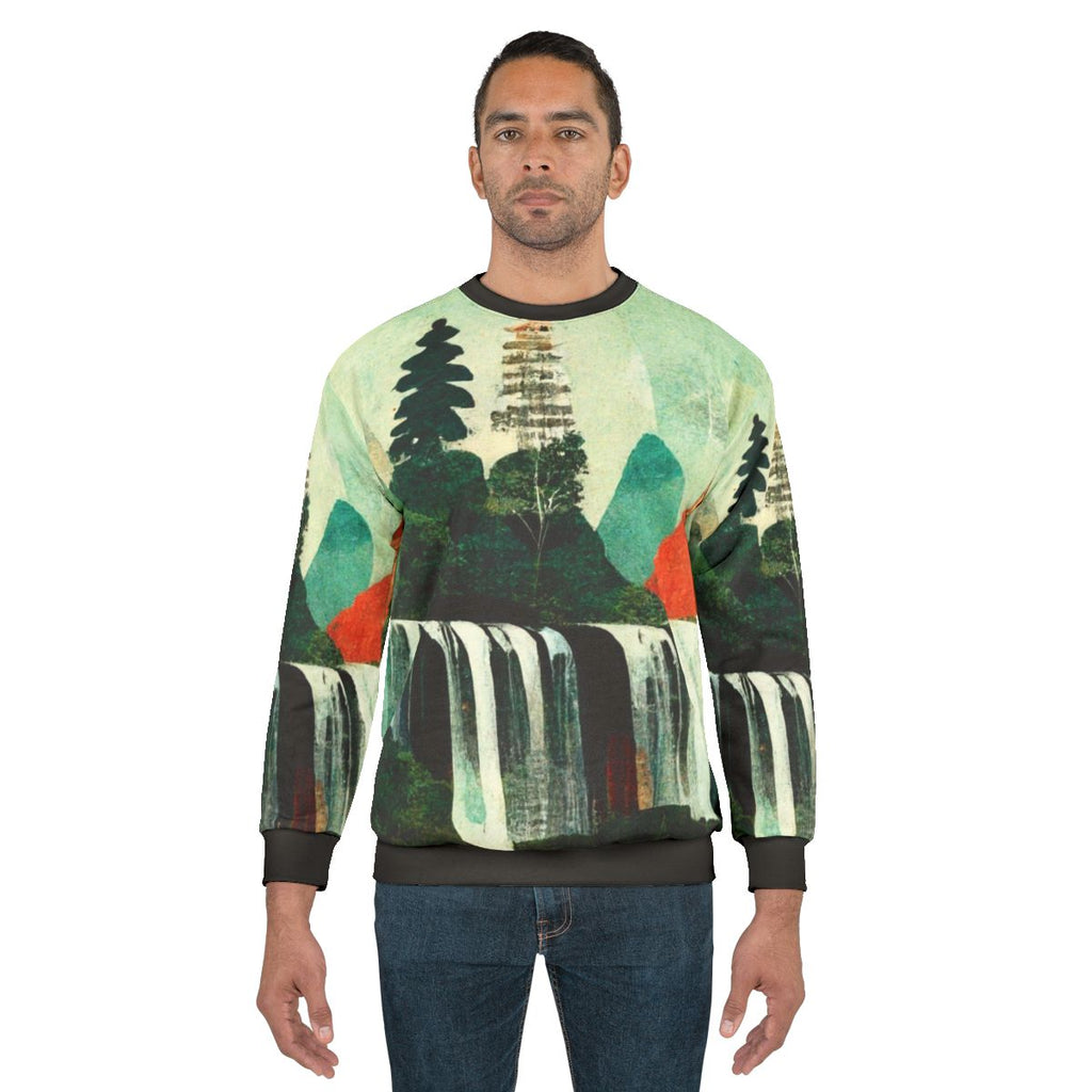 Waterfalls Artwork Collage Sweatshirt