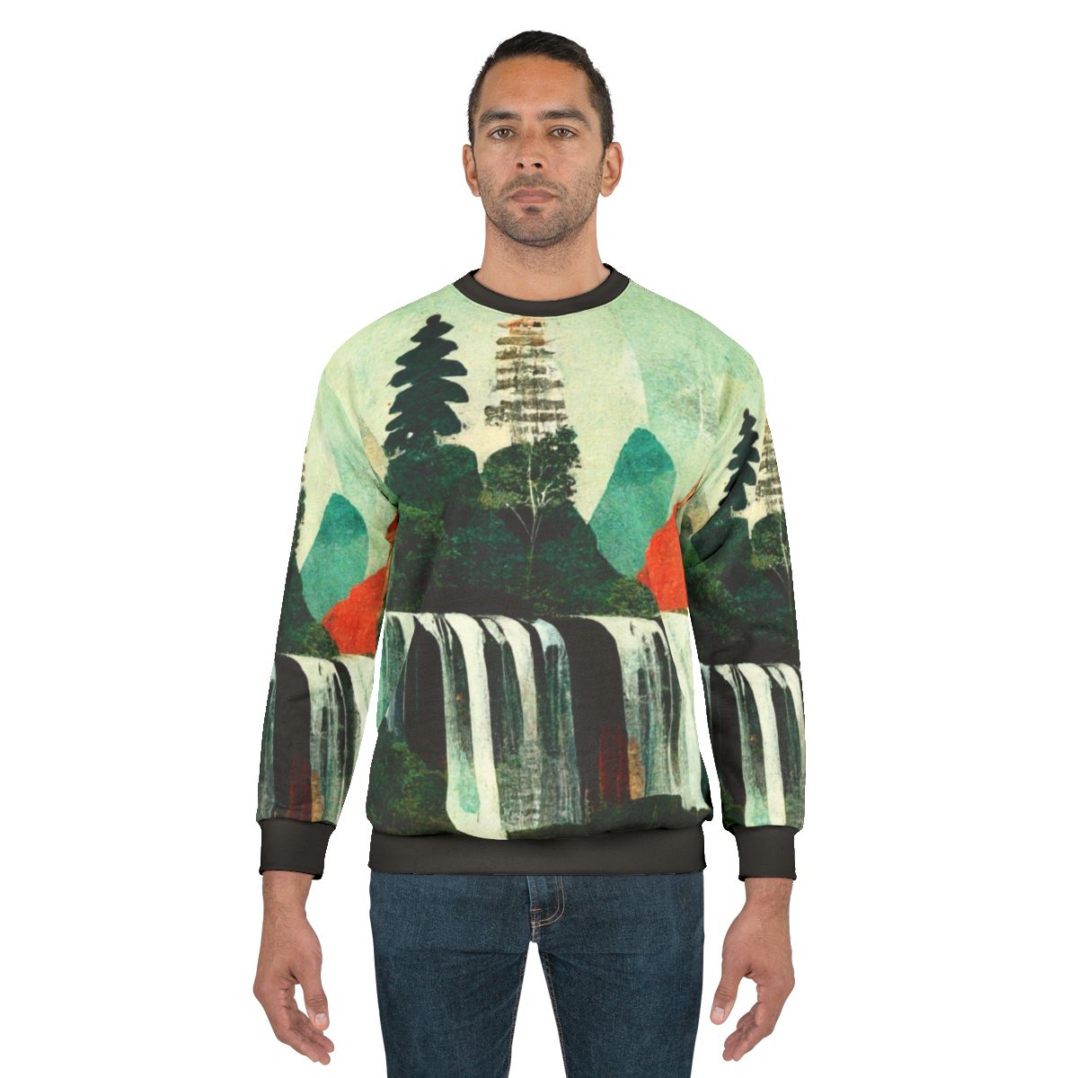 Waterfalls Artwork Collage Sweatshirt