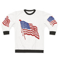 Patriotic American flag sweatshirt with vintage stars and stripes design