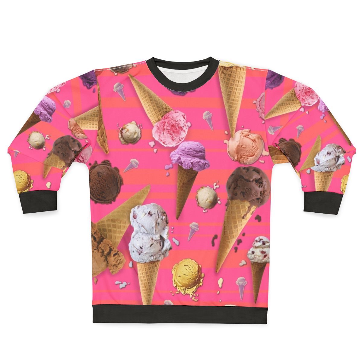 Ice cream inspired sweatshirt with fun, colorful graphics