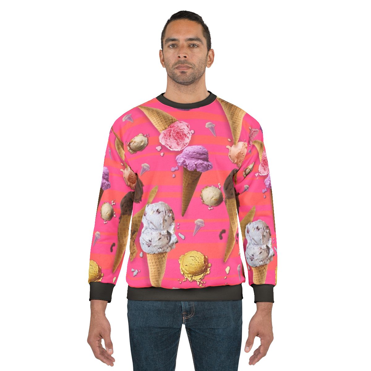 Ice cream inspired sweatshirt with fun, colorful graphics