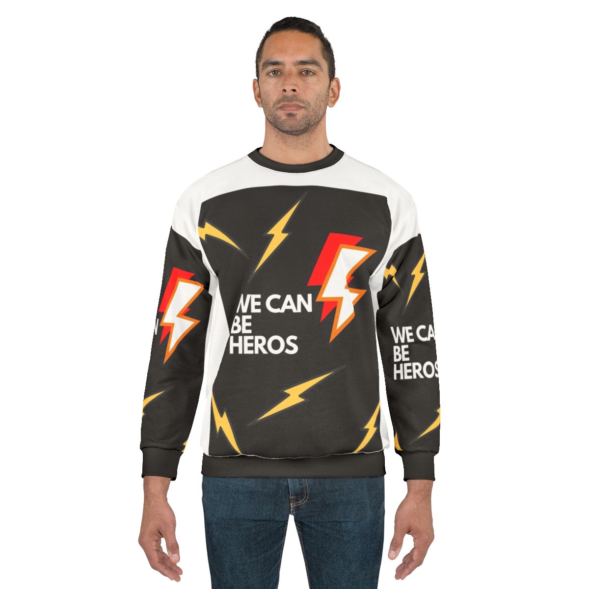 We Can Be Heros Superhero Sweatshirt with Lightning Design