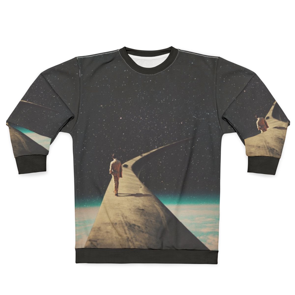 Vintage retro space sweatshirt with surreal graphic design
