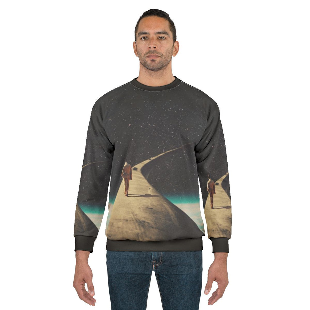 Vintage retro space sweatshirt with surreal graphic design