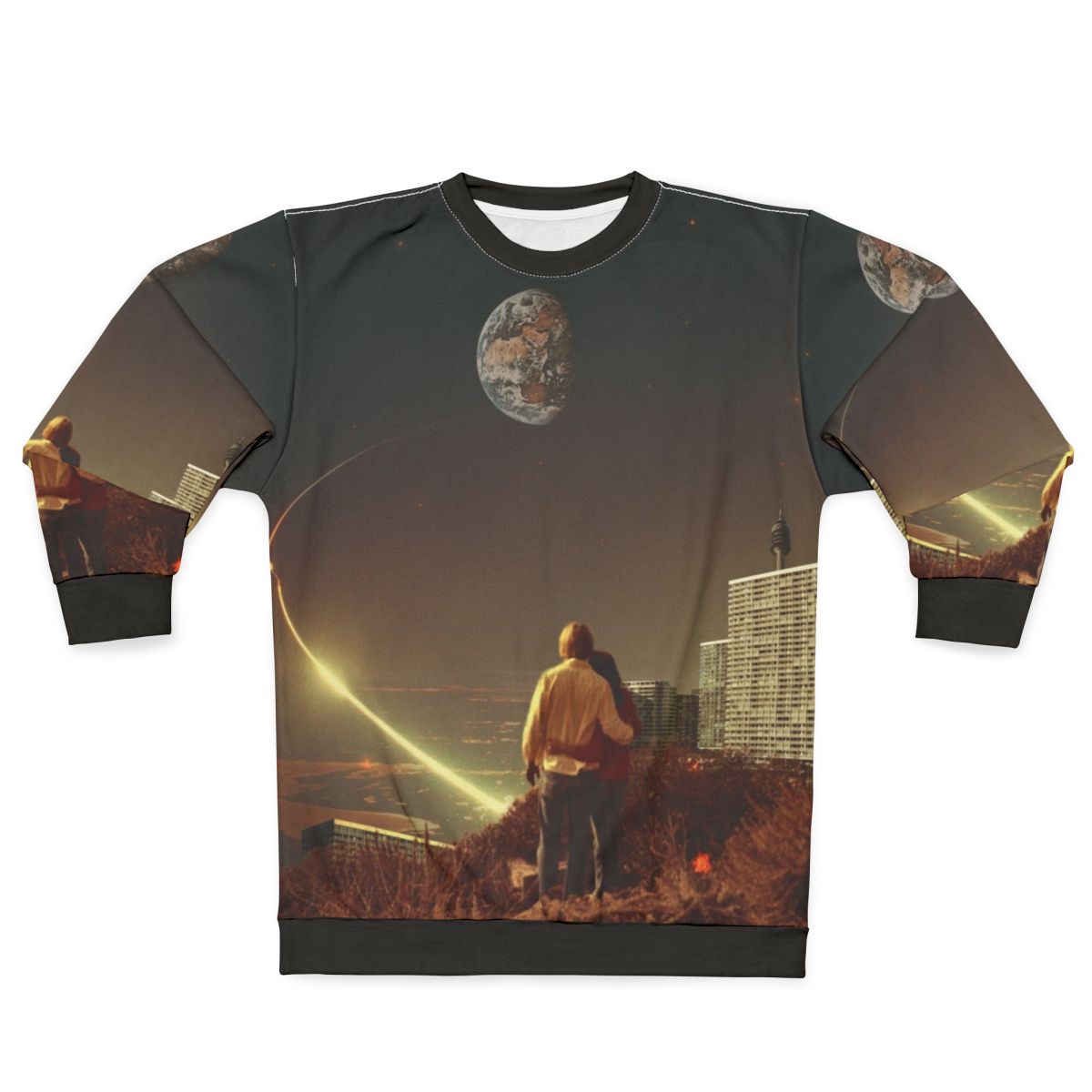 Retro sci-fi collage 'we used to live there too' sweatshirt