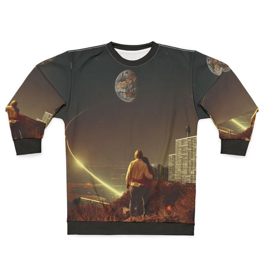 Retro sci-fi collage 'we used to live there too' sweatshirt