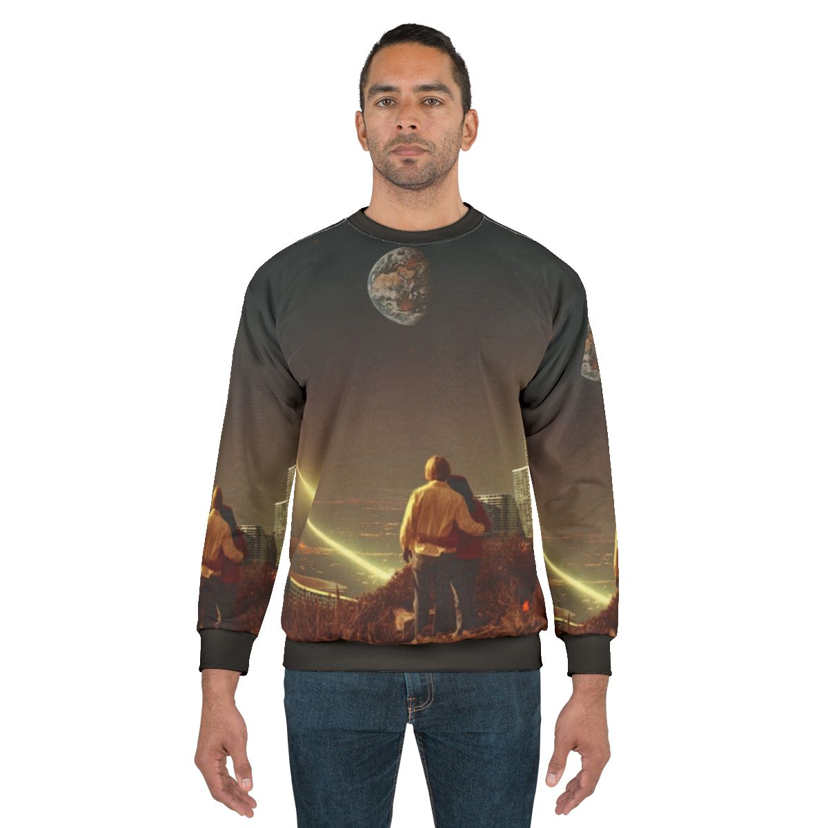 Retro sci-fi collage 'we used to live there too' sweatshirt