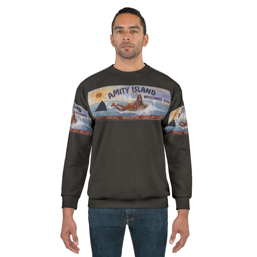 Jaws Amity Island Sweatshirt with Classic Movie Graphic