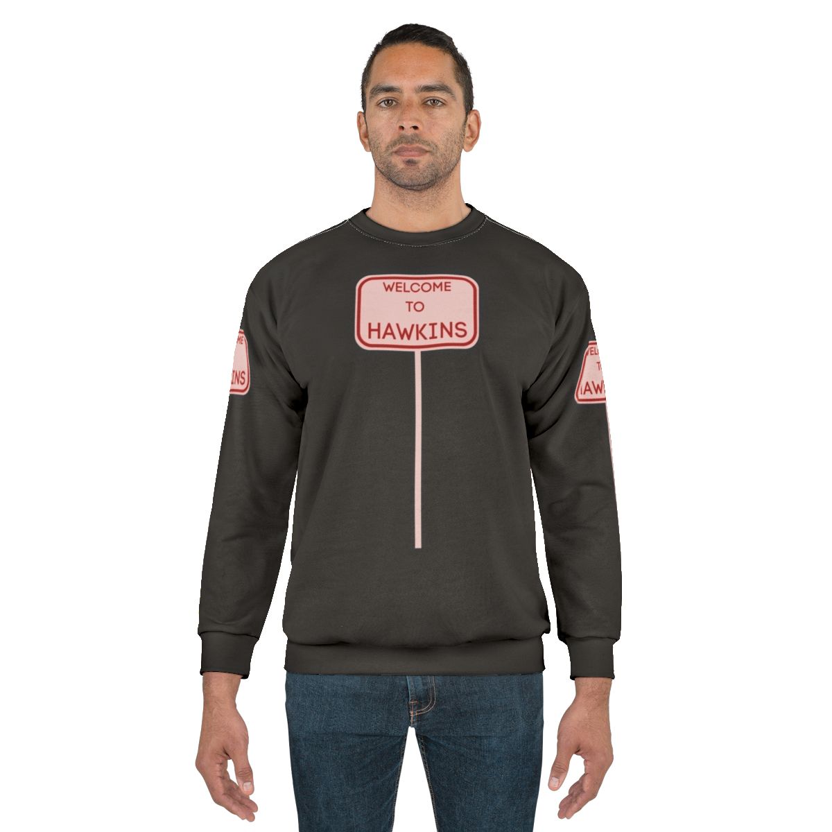 Hawkins Sweatshirt featuring Stranger Things characters and the Demogorgon