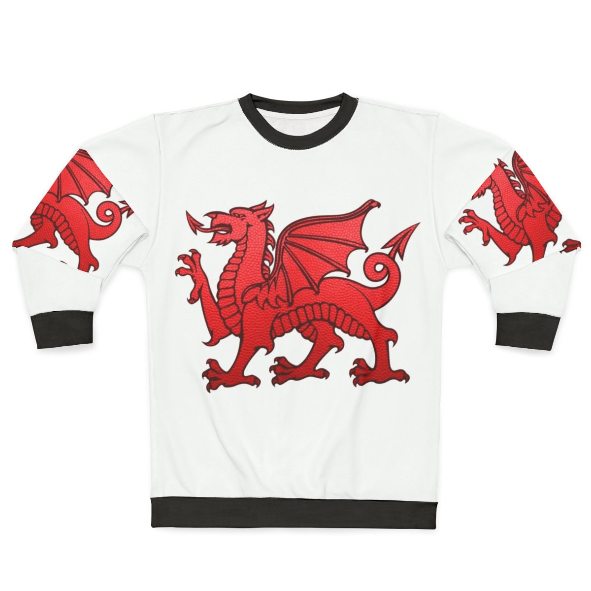 Welsh red dragon leather texture sweatshirt