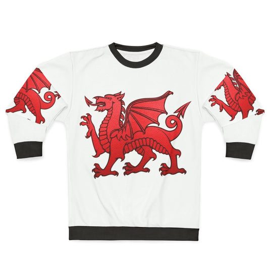 Welsh red dragon leather texture sweatshirt