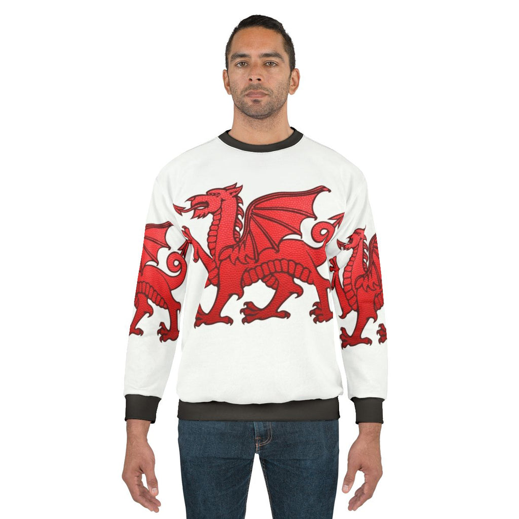 Welsh red dragon leather texture sweatshirt