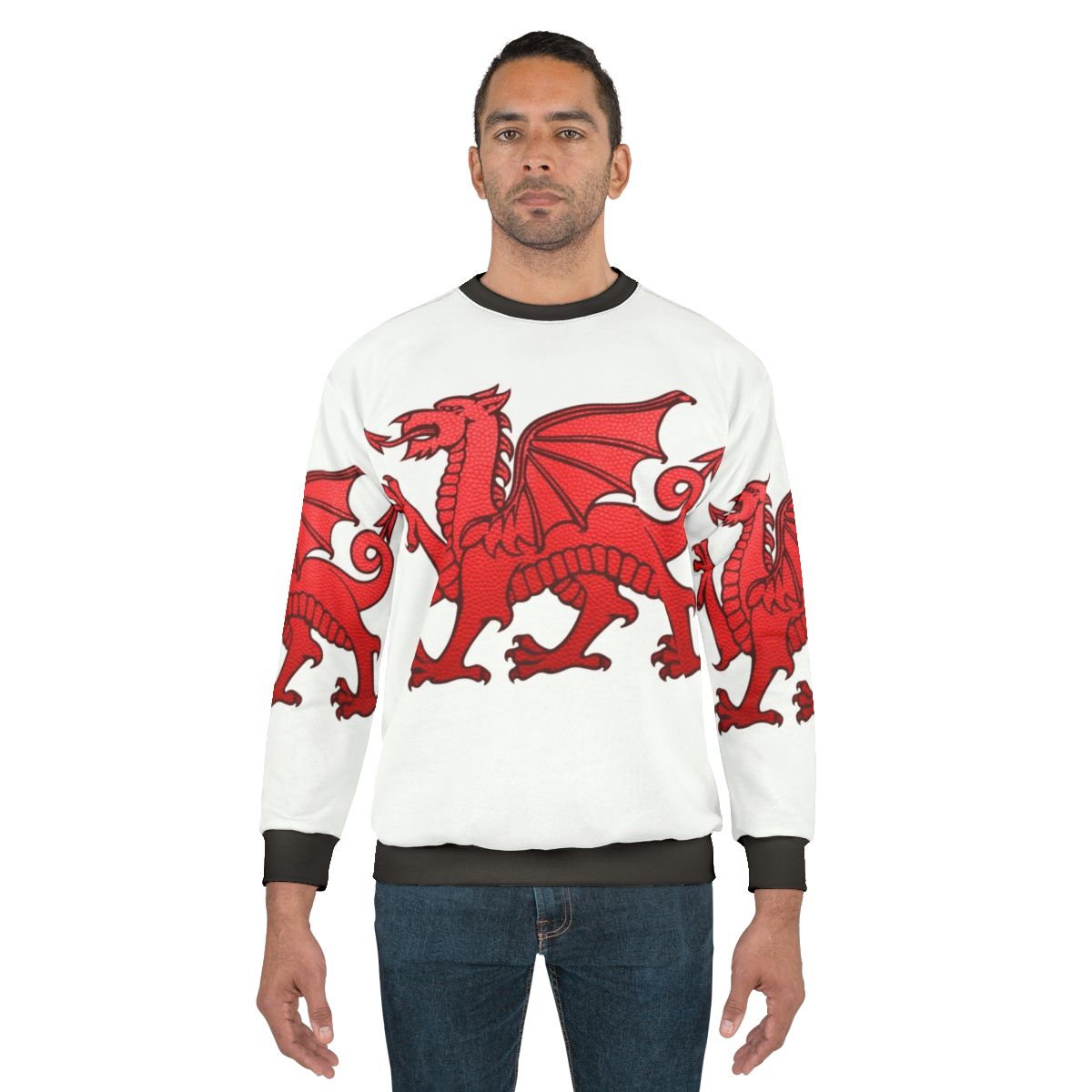 Welsh red dragon leather texture sweatshirt