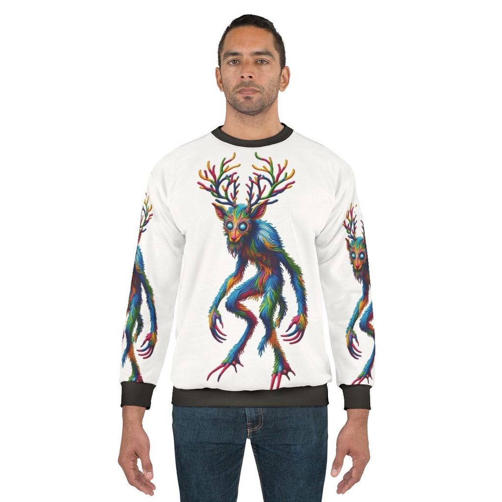 Embroidered Wendigo Sweatshirt featuring a legendary beast of fantasy mythology