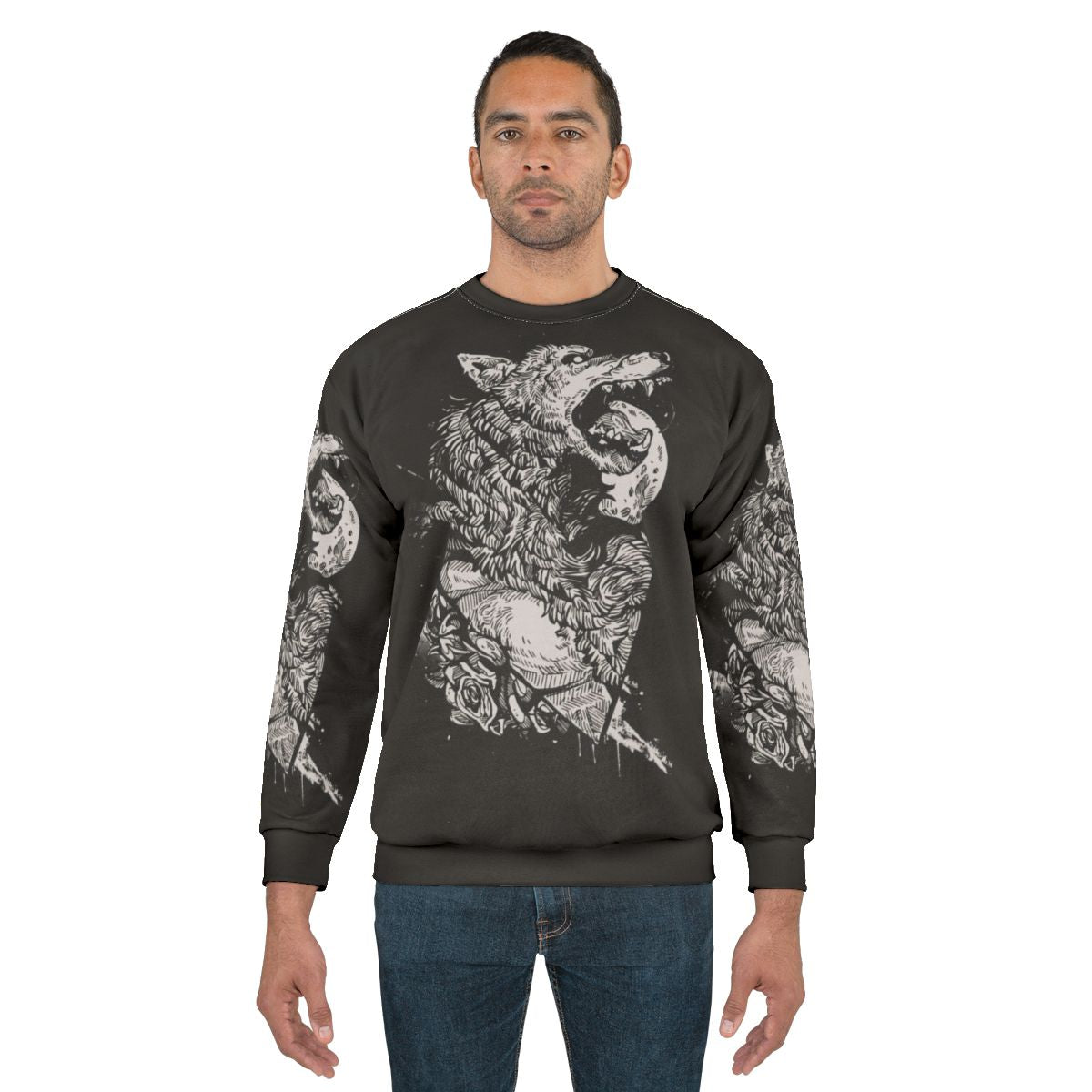 Werewolf Therewolf Sweatshirt with wolf and ink tattoo design