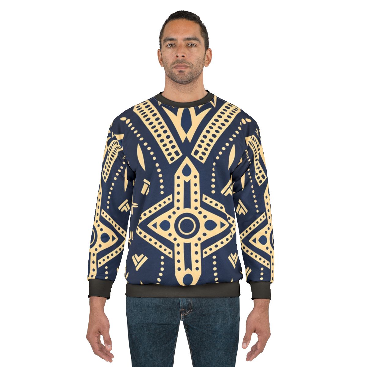 African mud cloth sweatshirt with tribal pattern design