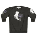 Whale shark graphic on a cozy blue and purple sweatshirt