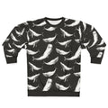 Whales in Black Sweatshirt - Seamless Whale Pattern Graphic Apparel