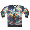 Nature-inspired sweatshirt with landscape silhouette and water reflection design