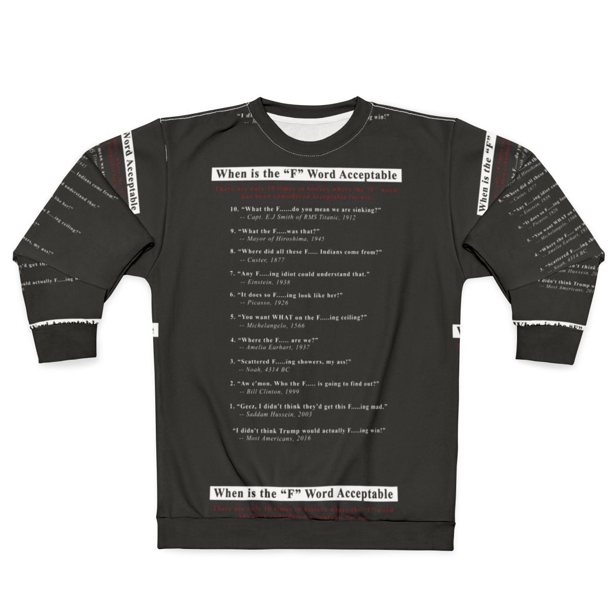 Black Sweatshirt with Profanity Design