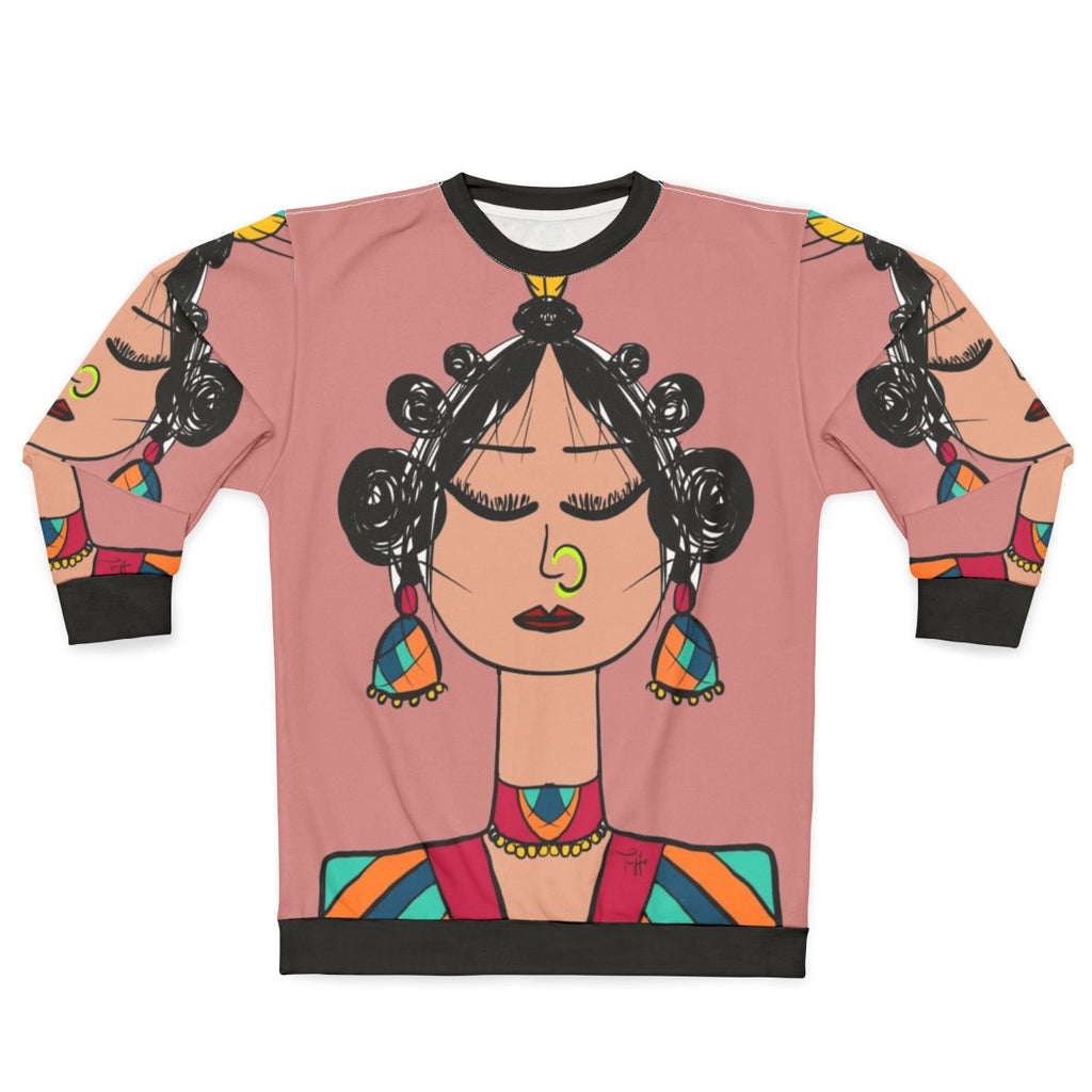 Sophisticated diva doll geometric print sweatshirt