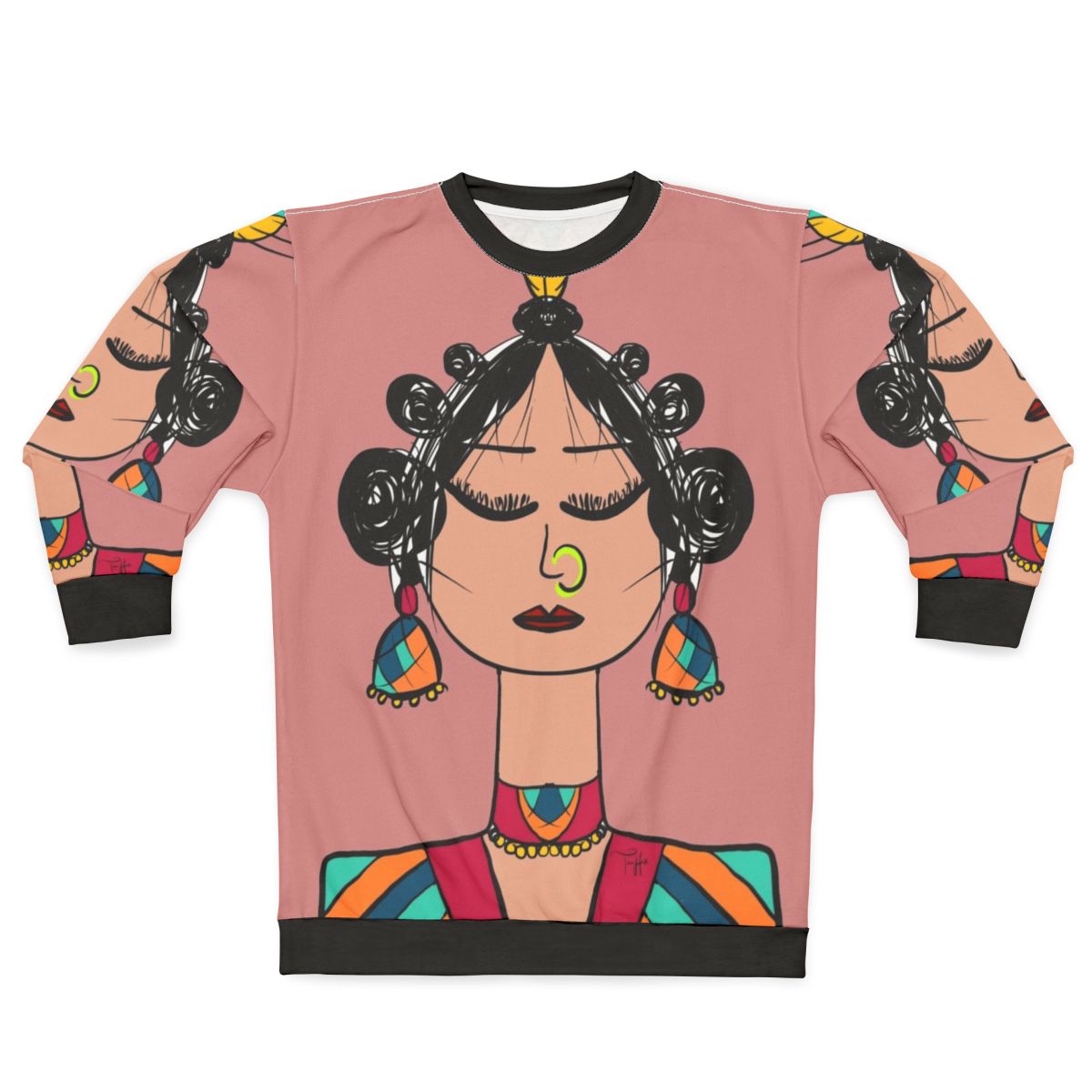 Sophisticated diva doll geometric print sweatshirt