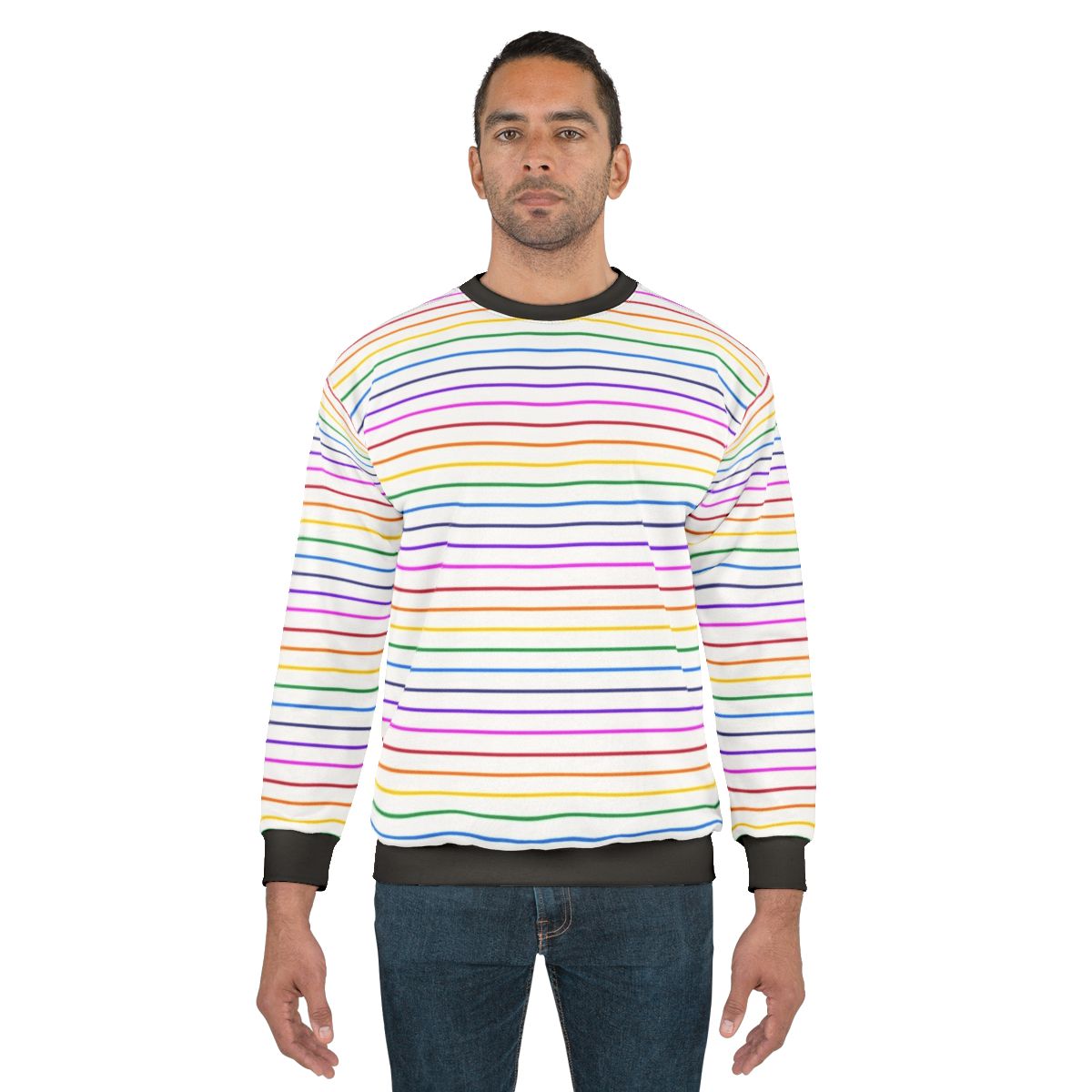 Colorful horizontal rainbow stripe sweatshirt