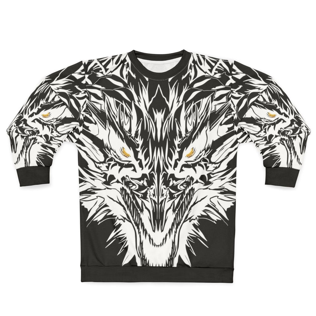 Mystic ice dragon tattoo design on white sweatshirt