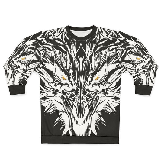 Mystic ice dragon tattoo design on white sweatshirt