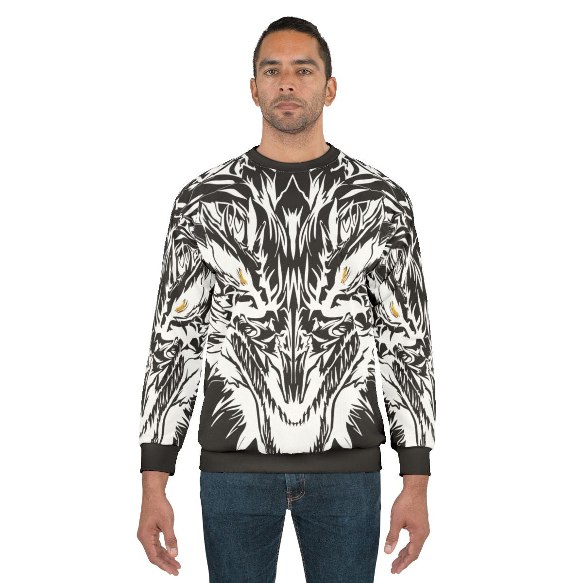 Mystic ice dragon tattoo design on white sweatshirt