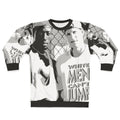 "White Men Can't Jump" stencil style basketball sweatshirt