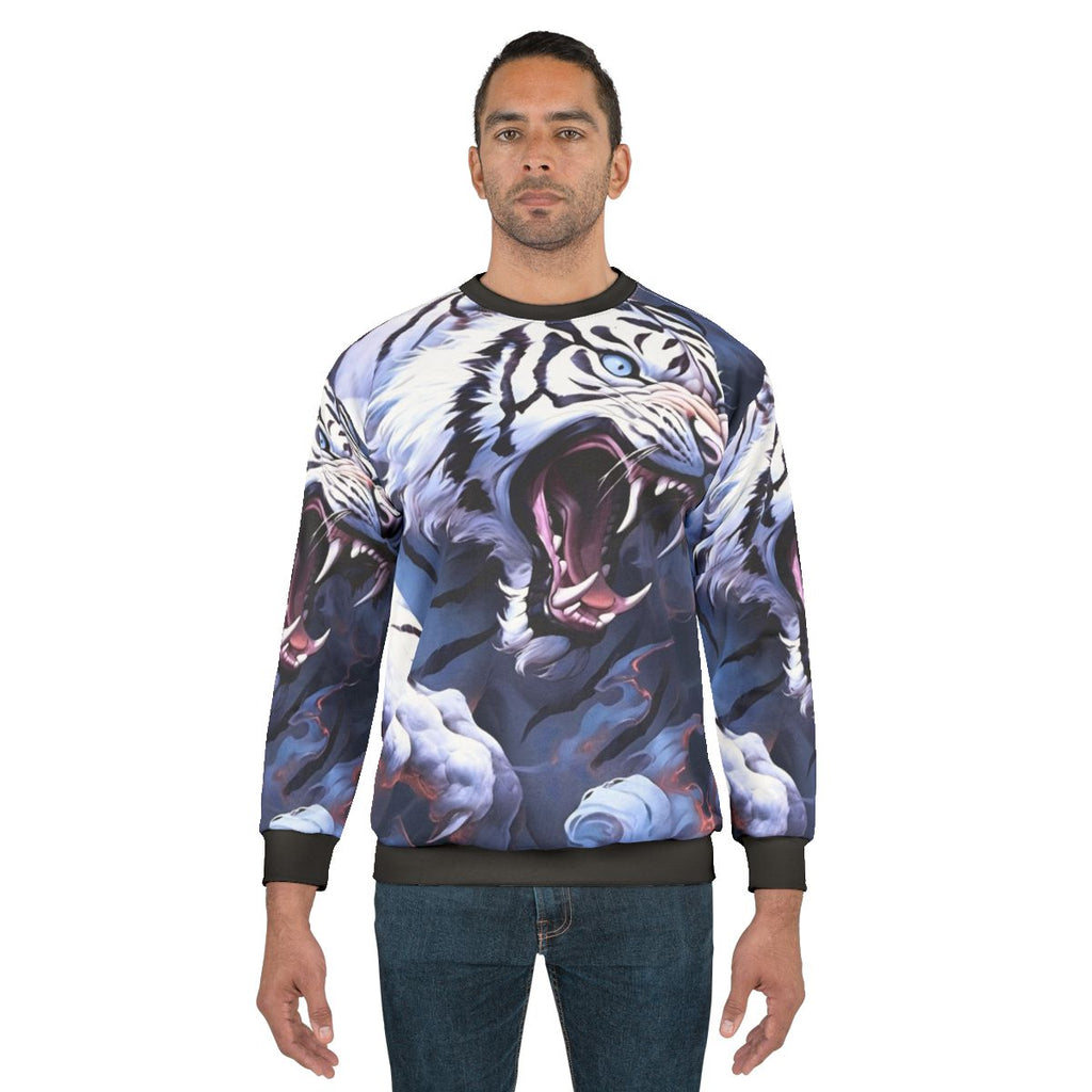White tiger legendary animal print on sweatshirt
