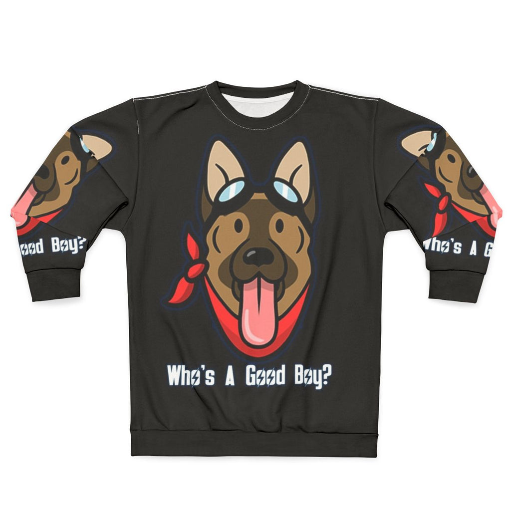 "Dogmeat from Fallout video game featured on a cozy sweatshirt"