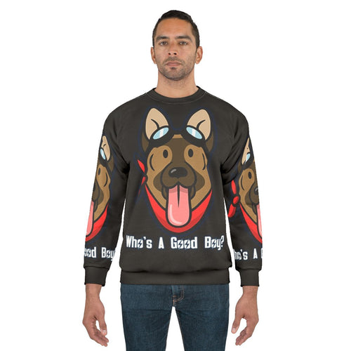 "Dogmeat from Fallout video game featured on a cozy sweatshirt"