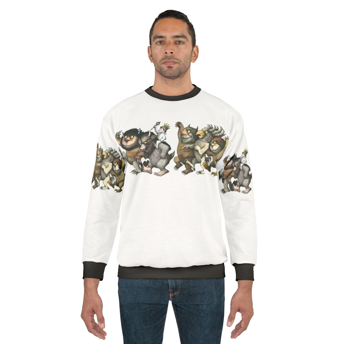 "Wild Things Romp" graphic sweatshirt featuring a monster design