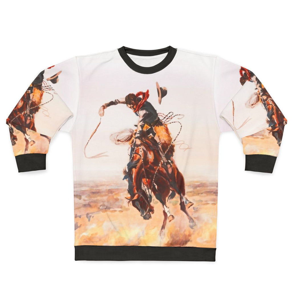 Vintage-style bad horse sweatshirt with western and cowboy elements