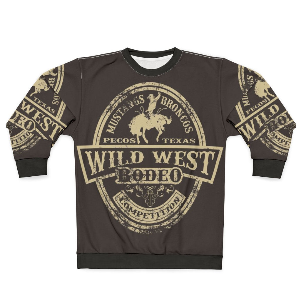 Rugged Wild West Sweatshirt with Cowboy and Mustang Graphic