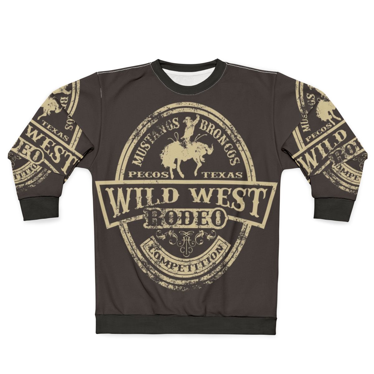 Rugged Wild West Sweatshirt with Cowboy and Mustang Graphic