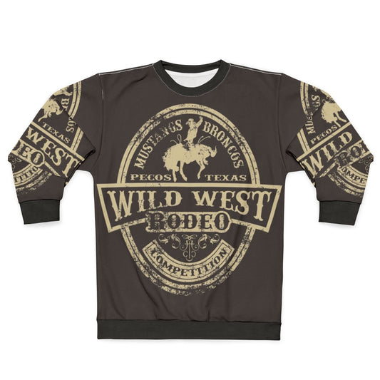 Rugged Wild West Sweatshirt with Cowboy and Mustang Graphic
