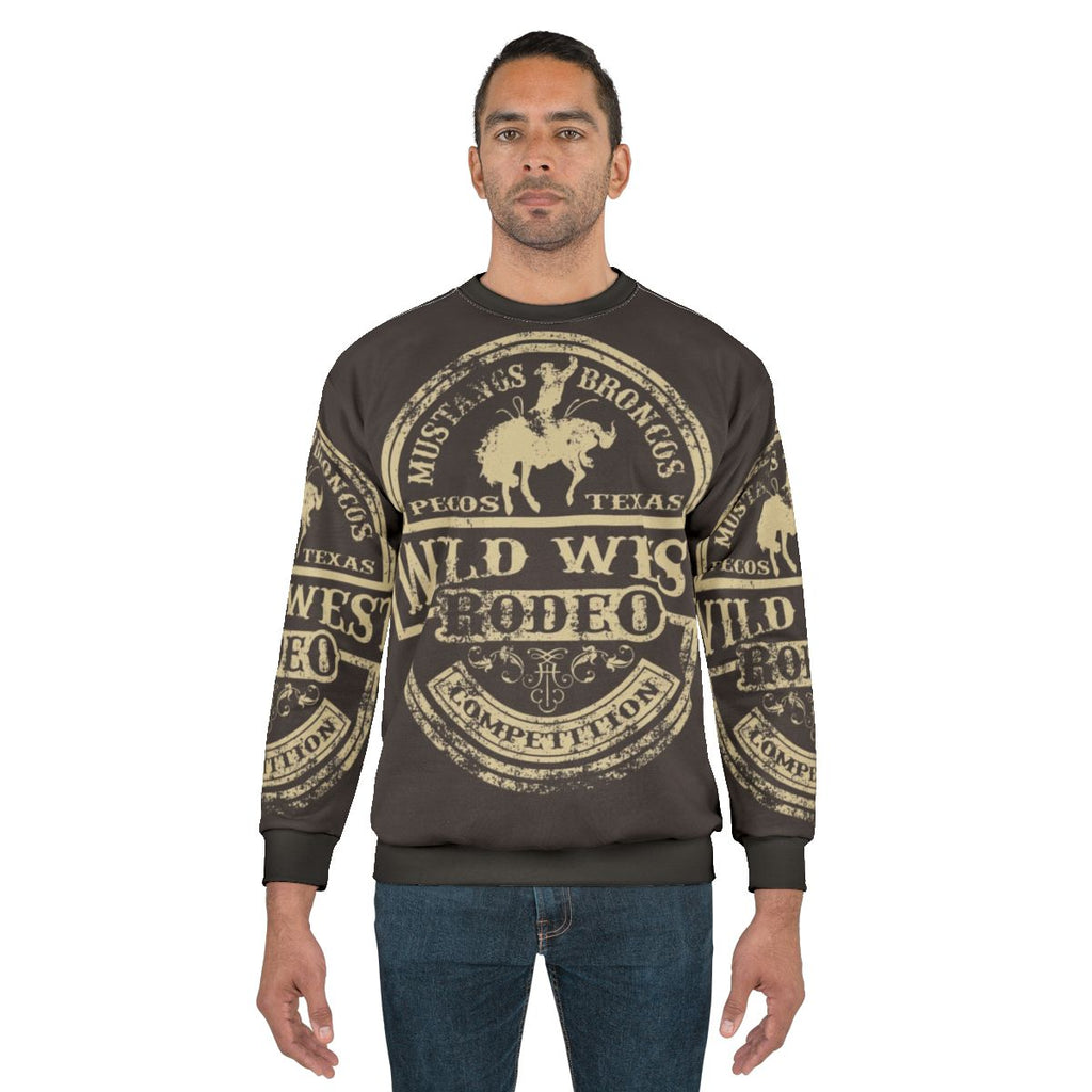 Rugged Wild West Sweatshirt with Cowboy and Mustang Graphic