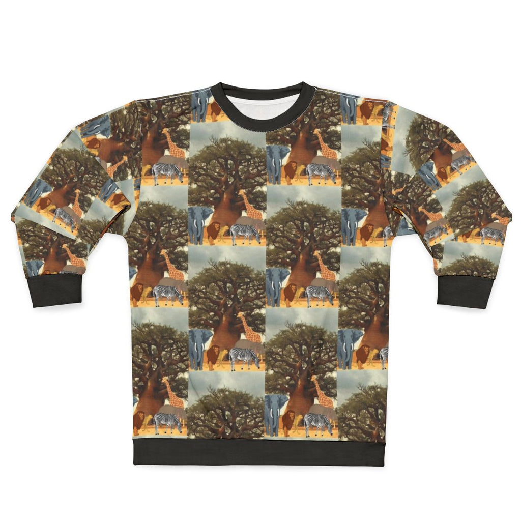 Boabab tree with wildlife, eco-friendly sweatshirt