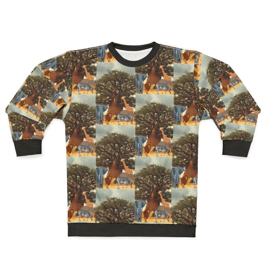 Boabab tree with wildlife, eco-friendly sweatshirt