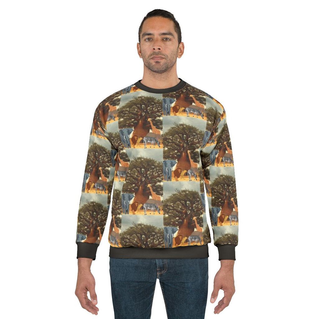 Boabab tree with wildlife, eco-friendly sweatshirt